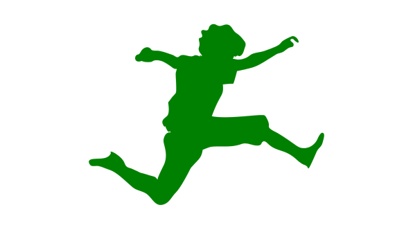 Grüne Grafik eines Kindes im Sprung