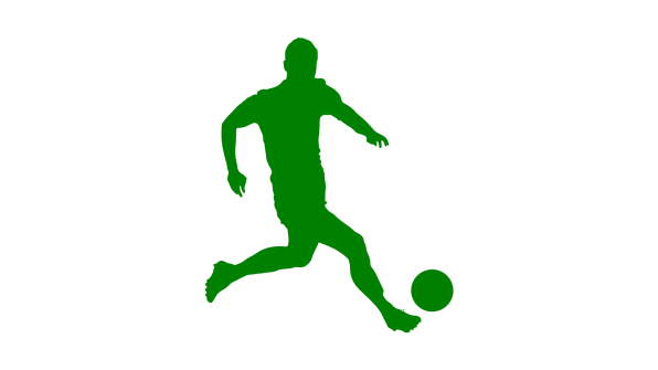 Grüne Grafik eines Fußballers im Balllauf